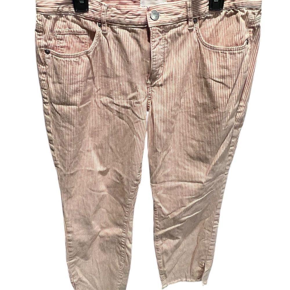 Loft red and white striped Women's‎ Jeans with raw hem size 30/10